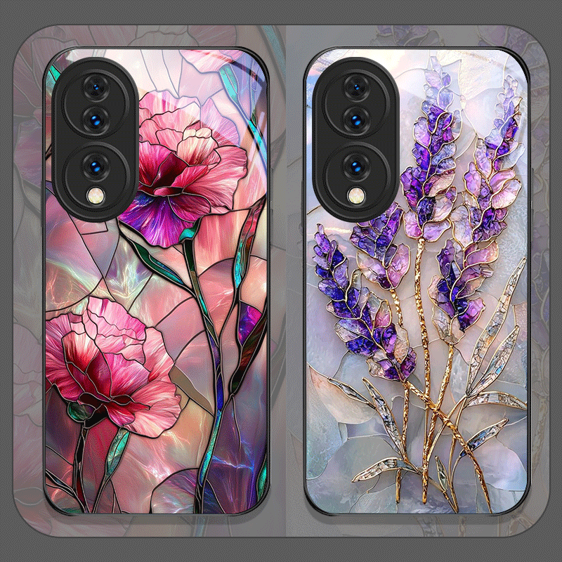Huawei Nova 12 - Beautiful Flower Marble Texture Tempered Glass