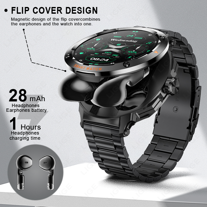LIGE Men Earphone Smart Watch  - Smartwatch Headset ulasan dan harga