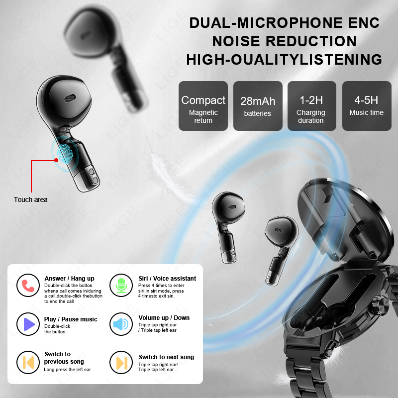 LIGE Men Earphone Smart Watch  - Smartwatch Headset ulasan dan harga