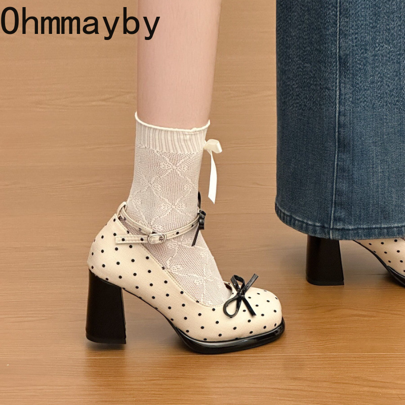 Platform Thick Heel Women Mary - Leather Classic Strap ulasan dan harga